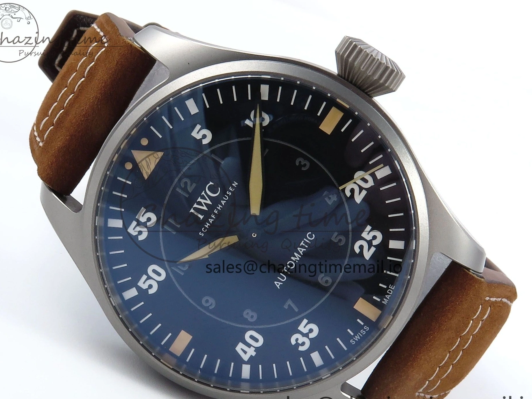 MIROTIME 0504 Big Pilot IW329701 M+F 1:1 Best Edition Black Dial on Brown Leather Strap MY RelaxedFit 7005